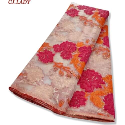 Fashionable 2021Latest High Quality African Nigerian Tulle Lace Fabric Jacquard Swiss Organza Embroidery Guipure Party Dress A04