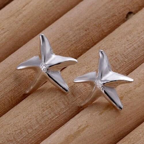 Fashion jewelry Earring For Women, Plated Earrings Seastar Earrings E033 /BEBIXRPK URHNOXCM silver color