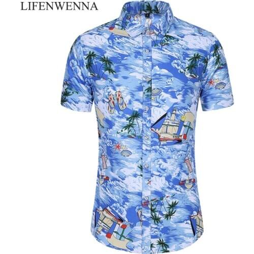 5XL 6XL 7XL Mens Summer Shirt New Fashion Flower Print Short Sleeve Shirts Men 2020 Plus Size Beach Hawaiian Tops Blouse Male