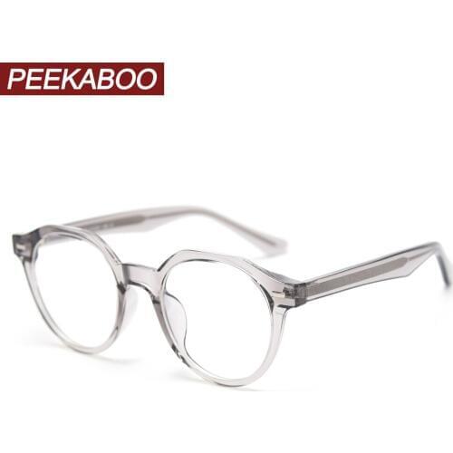 Peekaboo tr90 optical glasses frame for men korean style round retro transparent glasses for women grey high quality clear lens
