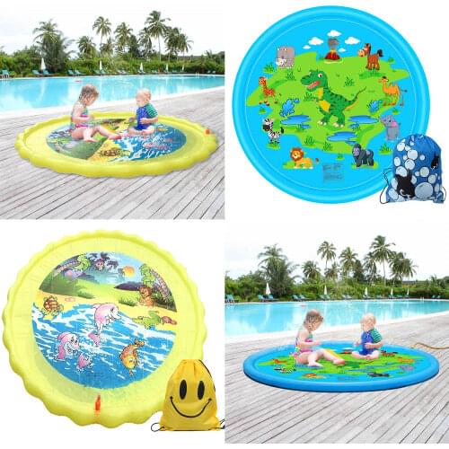 Inflatable Sprinkler Sprinkle Splash Play Mat Pad Outdoor Water Toy with Storage Bag for Children Kids Toddlers 170cm Diameter