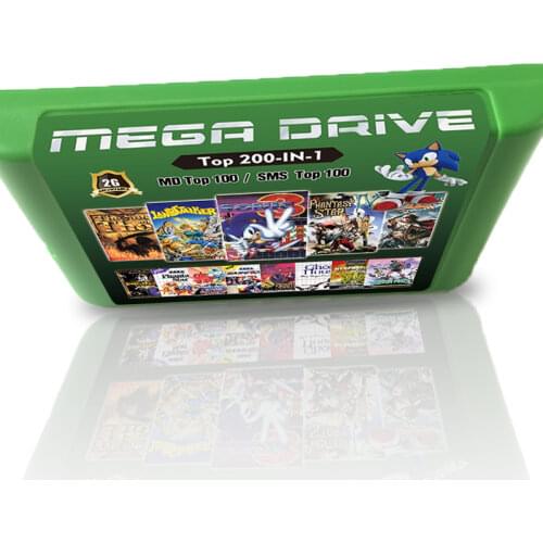 New Hot 2G Game Card 200 in 1 For Sega Megadrive Video Game Console 100 Top MD Games + 100 Top Master System Games