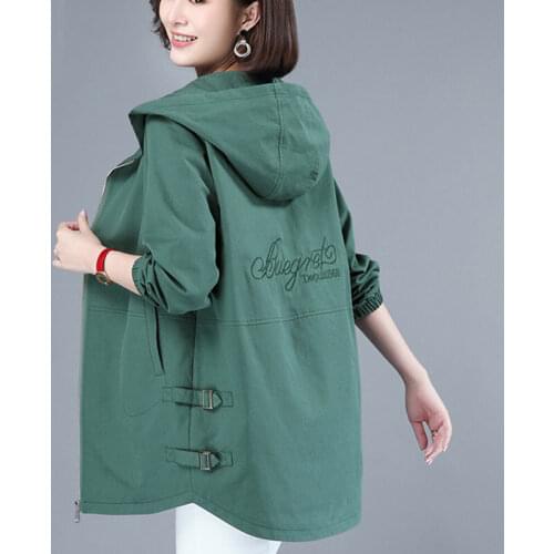 2021 New Womens Jacket Long Sleeve Basic Coats Hooded Windbreaker Famale Loose Jackets Fashion Large Size Outwear Plus Size
