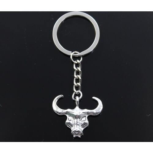 New Keychain 33x28mm Bull Ox Pendants DIY Men Car Key Chain Ring Holder Keyring Souvenir Jewelry Gift