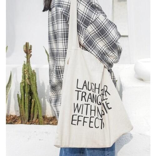 New Product Letter Canvas Bag Female Ins Korea Large Capacity One-shoulder Canvas Bag Shopping Bag Handbag