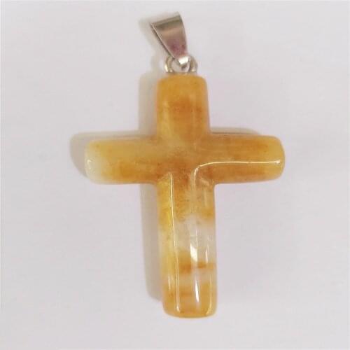 1 Pcs 44x30x8mmNatural Yellow Aventurine Cross Hand-Carved DIY Necklace Jewelry Making Reiki Healing Pendant Bead Special Gift