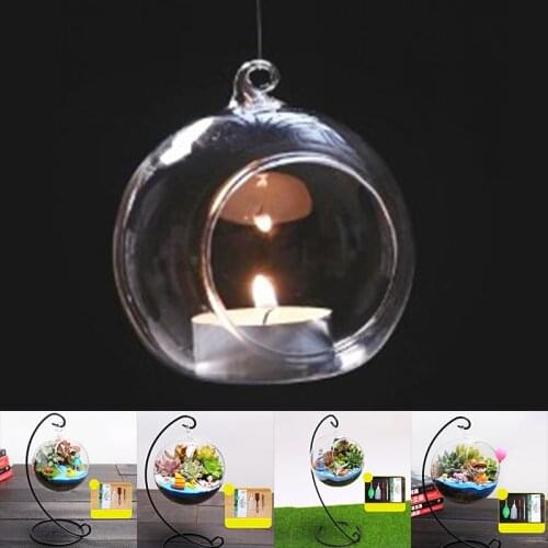 Hanging Glass Vase Flowers Plant Table Vase Stand Holder Terrarium Handmade