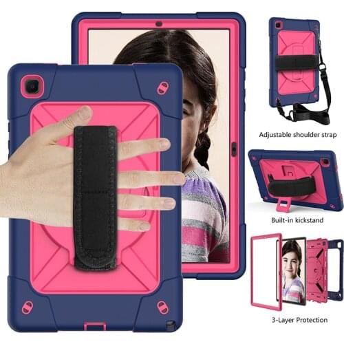 Rugged Back Cover for Samsung Galaxy Tab A7 2020 10.4 T500 T505 Shockproof Silicone Case with Shoulder Strap