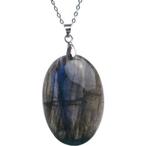 Drop Shipping Genuine Natural Labradorite Gems Water Drop Shaped Crystal Pendant Necklace Stone Pendant Trendy Crystal 39*27*8mm