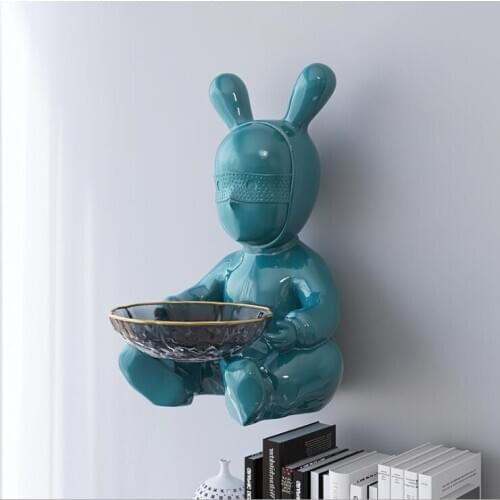 Modern Animal Key Fruit Storage Box Wall Hanging Resin Ornaments Home Livingroom Wall Mural Crafts 3D Wall Sticker Decoration