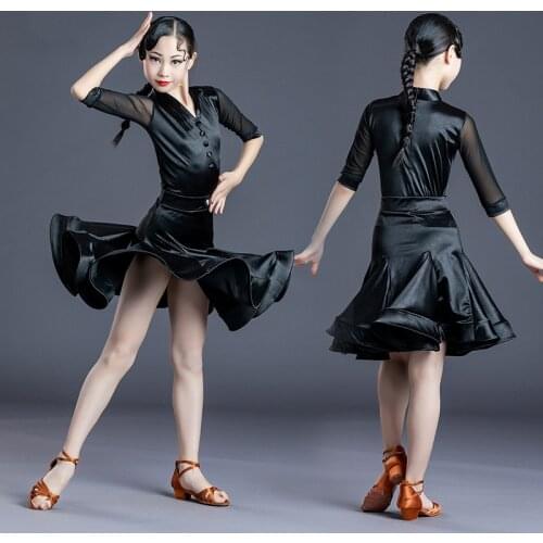 Latina Dance Clothes Dress Suits Performance Costume Tap Dancewear Mesh Sleeve Ballroom Practice Wear Designer Clothes DL7730