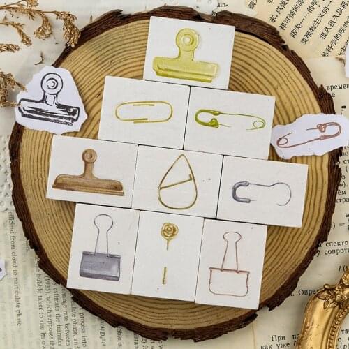 Vintage Antique Pin Clip Decoration Stamp Wooden Rubber Stamps For Scrapbooking Stationery DIY Craft Standard Stamp