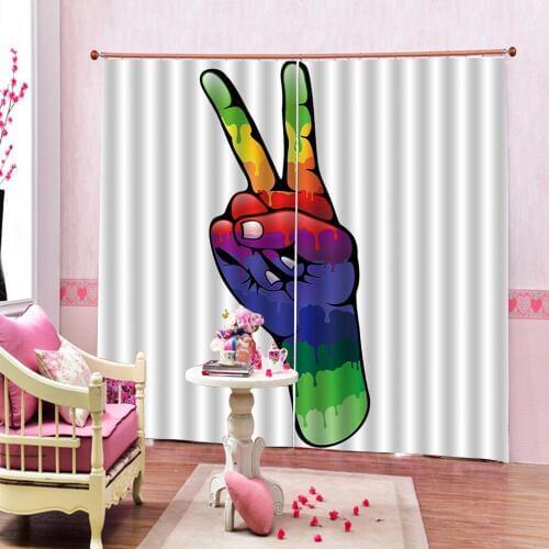 Finger yeah Window curtain With Finger Doodle Sketch Bang Woman Beauty Picture pattern Curtains For Living room Drapes Decor