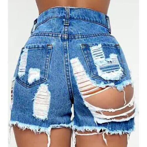 Women jeans denim shorts Summer denim cotton Splicing broken hole Ladies Skinny Sexy super short jeans