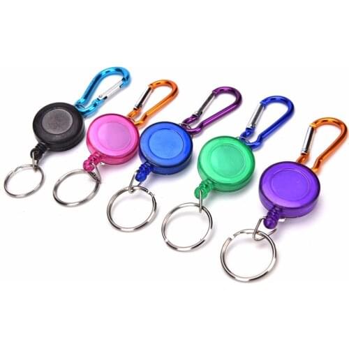 Retractable Reel Badge Holder Fly Fishing Zingers Carabiner Clip with ID Card Holders Random Color 1PC