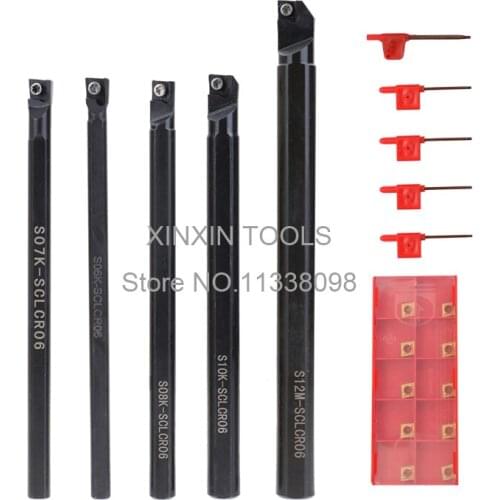 10PCS CCMT060204+5Pcs 6mm 8mm 10mm 12mm 16mm SCLCR06 Lathe Turning Holder Boring Bar Insert For S06K/S08K/S10K/S12M/S16Q-SCLCR06