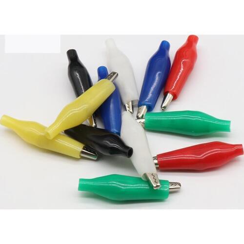 12Pcs Insulation Metal Alligator Clip Electric Test 45MM Lead colorful Red Black Blue Green White Yellow small crocodile clip