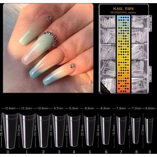 500Pcs/Box Acrylic Nails Coffin Shaped Ballerina Nails Tips Half Cover Multi-Shapes For Choose Artificial Nails For Nail Salons