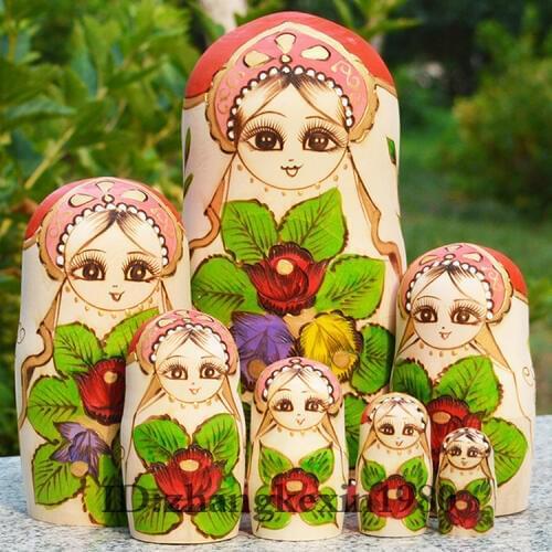 7pcs Russian Dolls Nesting Toy Pattern Dry Basswood 7 Layer Matryoshka Doll Wooden DIY Education Toys Home Decor
