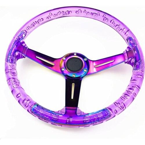 Car Crystal Steering Wheel 14 Inch Acrylic Crystal Steering Wheel Racing Bubble Transparent Steering Wheel Car modification Van