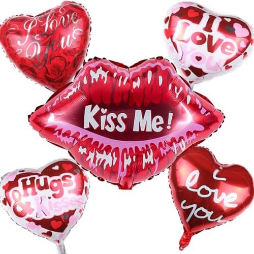 Large Red Lips Aluminum Foil Balloons Wedding Valentines Day Proposal Birthday Confession Marry Kiss Me Lip Ballons Party Globo