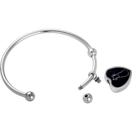 Stainless Steel Bead Bracelet Memorial Cremation Ashes Bangle with Cat Charms Jewelry