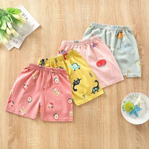 Kids Shorts Summer Children Clothing Cotton Cartoons Straight Pants Elastic Waist Girl Casual Pants