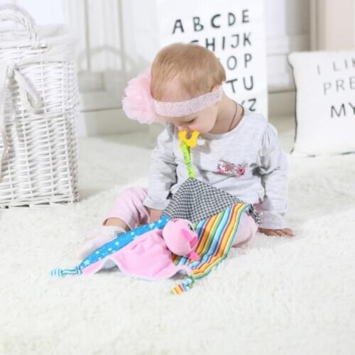 Infant Nursing Face Appease Towel 29x29cm Baby Infant Velvet Appease Towel Soft Doll Teether Developmental Baby Towel