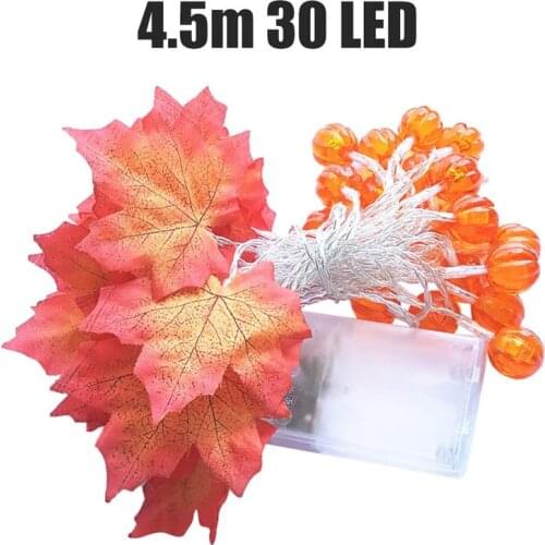 10/30 LED Thanksgiving Maple Leaves Lights Artificial Fall Maple Leaves String Lights Garland Halloween Autumn Leaves Decoration