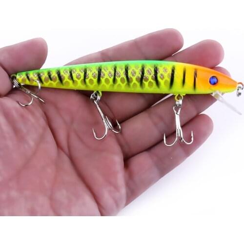 HENGJIA Direct selling hot sale 1 pcs 12cm 13.8g hard minnow plastic bait 3d eyes fishing crankbait tackle wobbler lure 9 colors