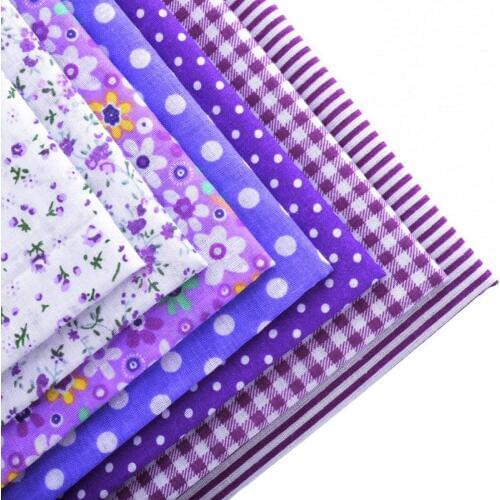 Cotton Fabric Fat Quarters Tilda Cloth Quilting Scrapbooking Patchwork Pattern Fabrics 7 Designs Mixed Purple Color BC 50*50CM