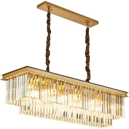 E14 LED Postmodern Iron Crystal Gold Chandelier Lighting Lustre Hanging Lamps Suspension Luminaire Lampen For Dinning Room