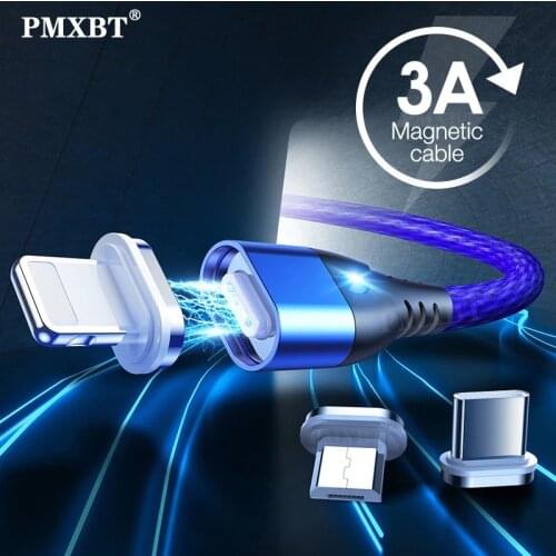 Magnetic Micro USB Type C Cable 3A Fast Charging Data Cord For iPhone 12 11 Pro Max Huawei P40 Mobile Phone Charge USB C Cable