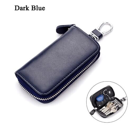 Zippers Women Mens Multi-functionl Genuine Leather Bag Key Holder 6 Keyrings Change Purse Wallet