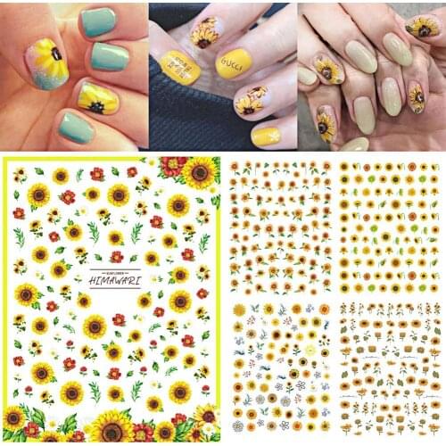 Nail Sticker Nail Art Water Decals Sunflower Shape 3D Foil Nail Art Water Decals Transfer Foils Sliders Decorations for Manicure