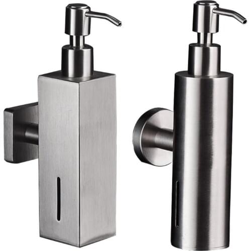 Stainless Steel Brushed Nickel Finish Soap Dispenser Bathroom Shampoo Box Soap Container Wall Mounted Soap Dispenser 200ML