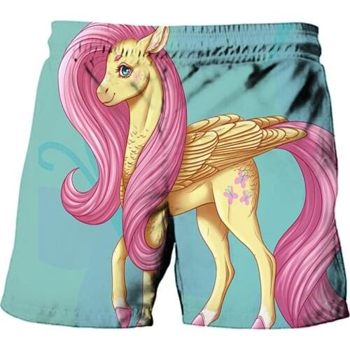 New Fashion 3D Printed Unicorn Beach Shorts for Boys and Girls Swimwear Seaside Vacation Childrens Swimsuit 12 years old 4-14T