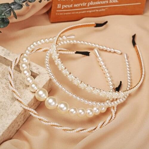 Ladies Mix Styles Pearl Hairbands Fashion Sweet White Beads Headbands for Women Girls Hair Hoops Bands Bride Hair Accessories