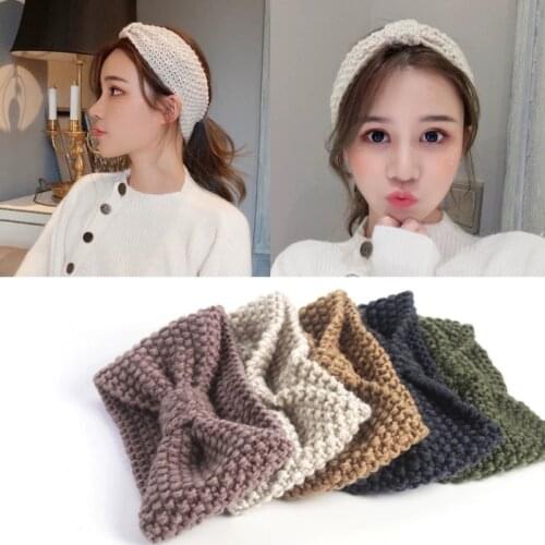 Autumn and Winter Hand-knitted Wool Wide-brimmed Cross Hair Band Headband Korean Ins Sweet Hair Hoop Sen Female Head Accessories