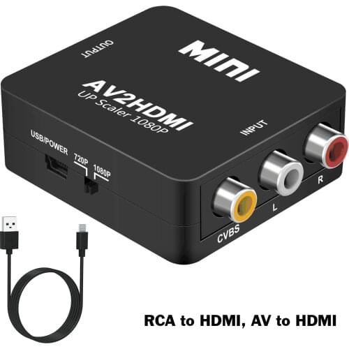 RCA to HDMI,AV to HDMI Converter,1080P RCA Composite CVBS Video Audio Adapter Support PAL/NTSC for TV/PC/ PS3/Xbox VHS/VCR/DVD
