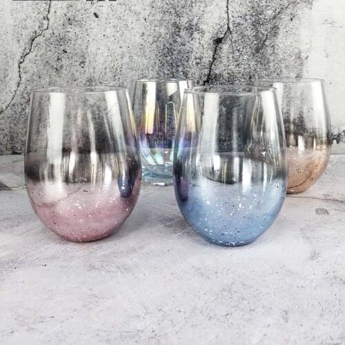 1 piece 550ml Star Glass Mug Transparant Star Stemless Wine Glass with metal base drink glass juice wine cup for Christmas gift