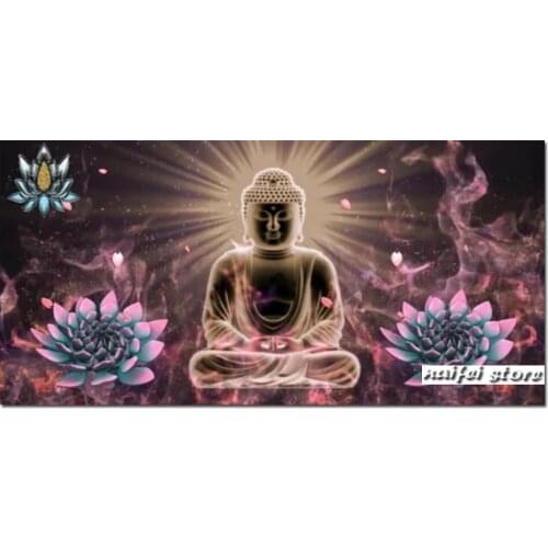 Religious Buddha Diamond Painting Cross Stitch Portrait Mosaic Full Diamond Embroidery Square Rhinestone Meditation Buddha Lotus