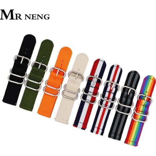 MR NENG For ZULU 3Rings Waterproof Nylon NATO Strap 18mm 20mm Watchband 22mm For G10 Watch Strap Black Orange Green Color Choose