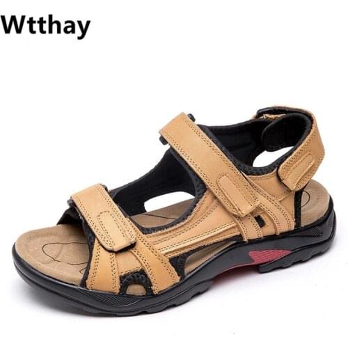Top Quality Sandal Men Sandals Summer Genuine Leather Sandals Men Outdoor Shoes Men Leather Shoes Big Plus size 46 47 48