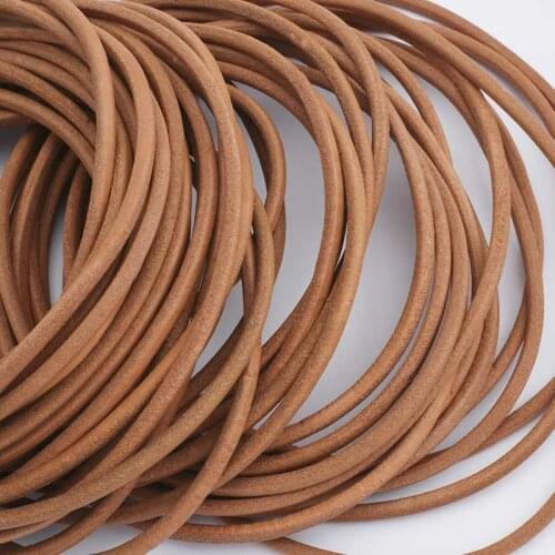 5 Yards Natural Color 4mm 5mm Real Genuine Leather Cord Round Rope String For DIY Necklace Bracelet Jewelry Findings Making
