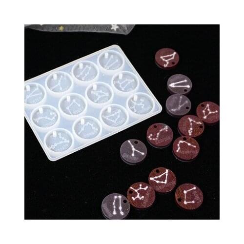 12 Constellation Keychain Silicone Mold for Uv Resin Keychain Pendant Mold Christmas Halloween Gifts