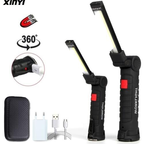 LED Torch5 Modes COB Working Flashlight Vehicle Repairing Lamps USB Rechargeable Magnetic 360 rotating Portable Lights
