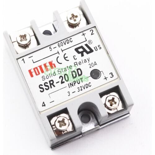 1Pcs SSR20DD SSR-20DD Manufacturer 10A solid state relay ,input 3-32VDC output 5-60VDC