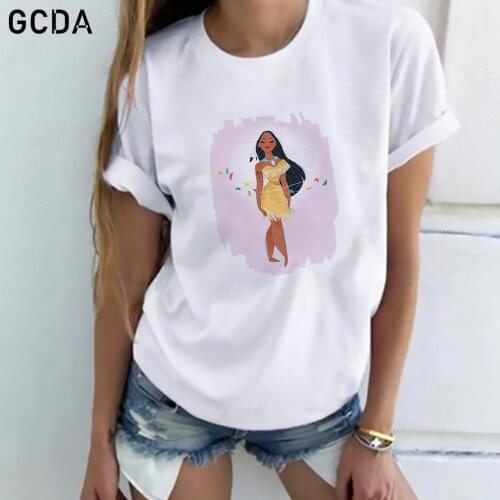 Women T Shirt Pocahontas Print New Cute Female T-shirt Casual Harajuku Girls Funny Tshirt
