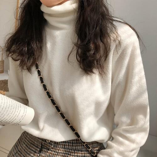 Sanding Stretch Women Sweaters Turtleneck Pullovers soft Primer Shirt Long Sleeve Korean Sweater 2021 Autumn Winter Solid